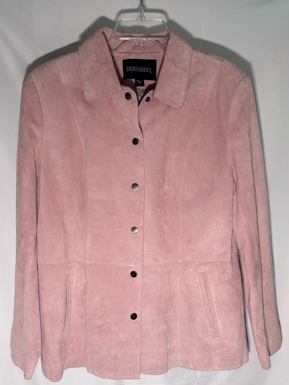Bernardo Light Pink Suede Leather Snap Front Jacket